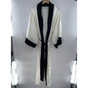 Vintage Jessica Lynn Women's Bathrobe Made In USA White/black One Size  Belted